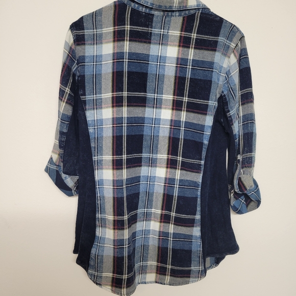 Ci Sono Plaid NORI Blue Plaid Button Down Shirt Nwt - Picture 8 of 12